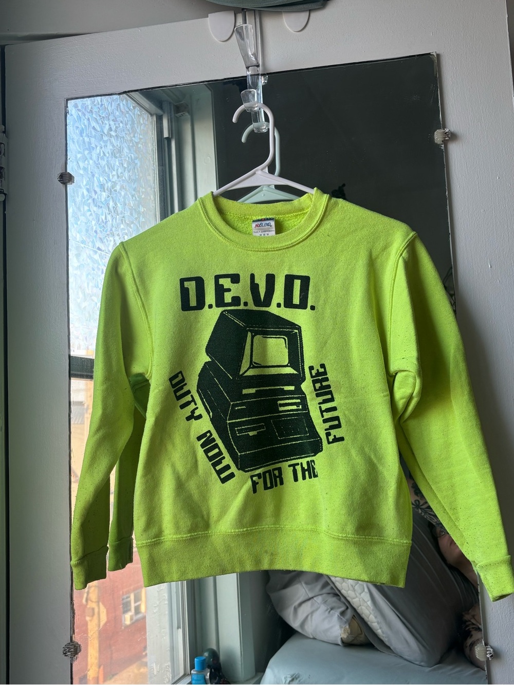 DEVO screen printed crew neck sweatshirt